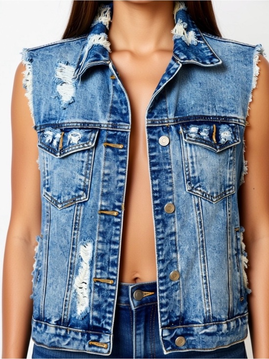 Forever 21 Jackets & Blazers - Forever 21 Distressed Denim Vest - Blue